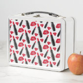 Lippenstift-und LippenTupfen-Muster Metall Brotdose (Beispiel)