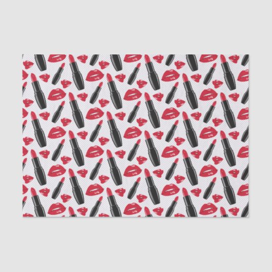 Lippenstift-und LippenTupfen-Muster Seidenpapier (Vorderseite)