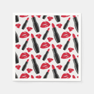 Lippenstift-und LippenTupfen-Muster Serviette