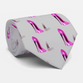 Lippenstift und rosa Stilett-Schuh-Kunst Krawatte (Gerollt)