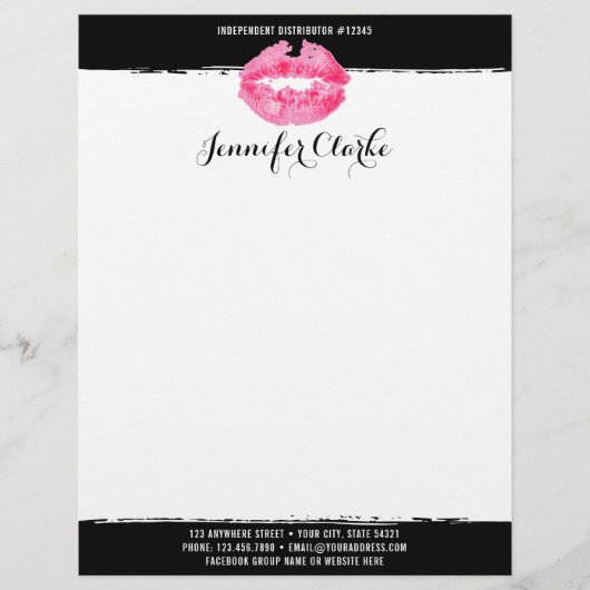 Lippenstift-Verteiler-Marketings-Rosa-Lippenkuß Briefbogen (Vorderseite)