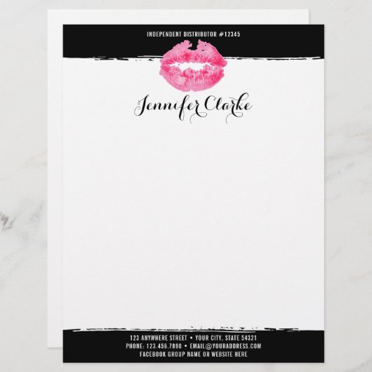 Lippenstift-Verteiler-Marketings-Rosa-Lippenkuß Briefbogen (Vorne/Hinten)