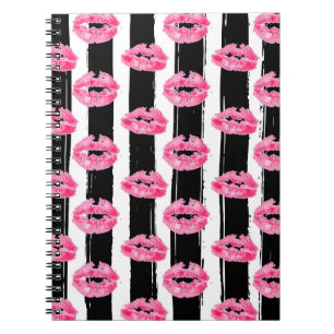 Lippenstift Verteiler Pinke Lippen Kuss Schwarze S Notizblock