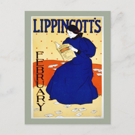 Lippincotts Vintage Zeitschrift Cover Februar Postkarte (Vorderseite)