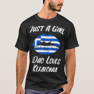 Lips and Mouth Liebe Griechische Flagge Kefalonia T-Shirt