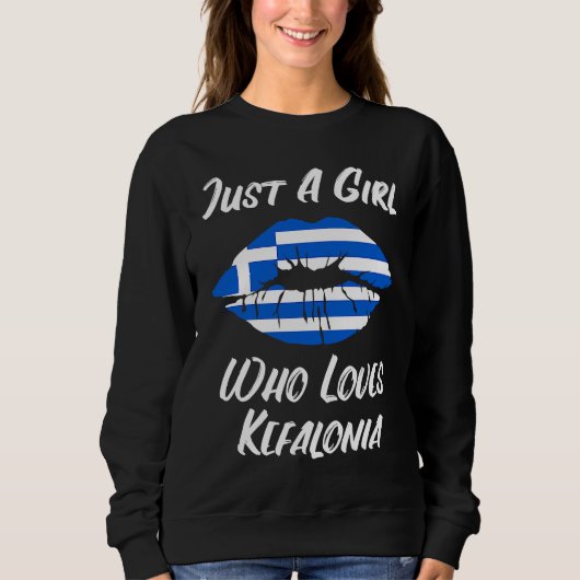 Lips and Mouth Love Greek Flag Kefalonia Sweatshirt (Vorderseite)