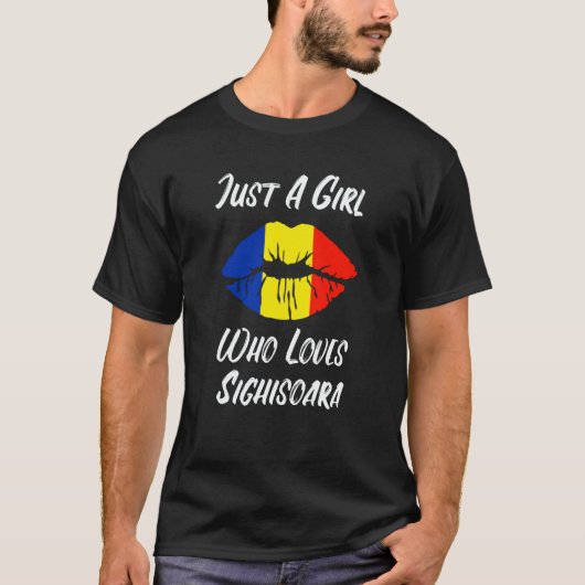 Lips and Mouth Love Romanian Flag Sighisoara T-Shirt (Vorderseite)