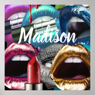 Lips Elegante Stilvoll Bad Girl Custom Personalisi Poster