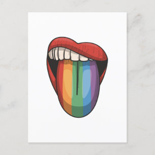 Lips Gay Pride Lgbt Regenbogen farbige Flagge Postkarte