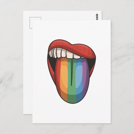Lips Gay Pride Lgbt Regenbogen farbige Flagge Postkarte (Vorne/Hinten)