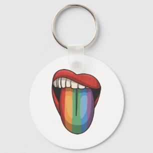 Lips Gay Pride Lgbt Regenbogen farbige Flagge Schlüsselanhänger