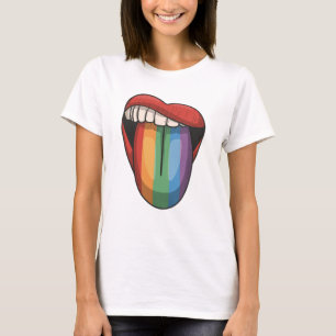 Lips Gay Pride lgbt Regenbogen farbige Flagge T - T-Shirt
