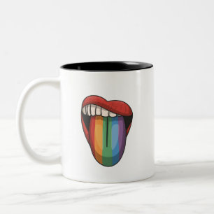 Lips Gay Pride Lgbt Regenbogen farbige Flagge Zweifarbige Tasse