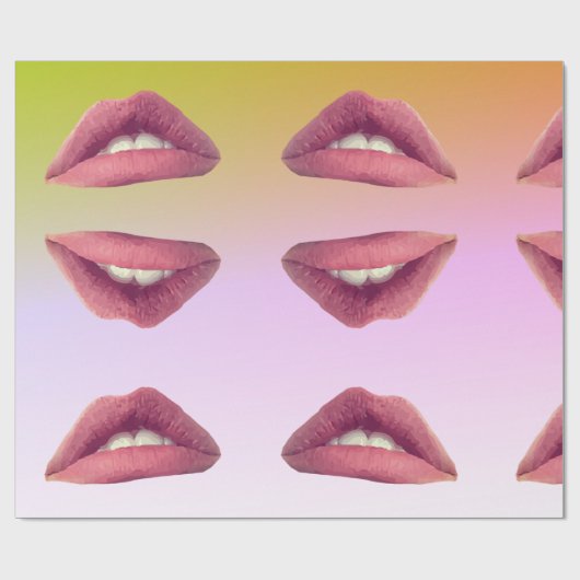 Lips glänzendes Wrapping Paper, 30 in x 2 ft Geschenkpapier (Flach)