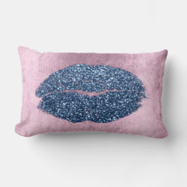 Lips Glitzer Pink Grungy Denim Makeup Kiss Silver Lendenkissen