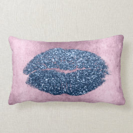 Lips Glitzer Pink Grungy Denim Makeup Kiss Silver Lendenkissen