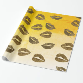 Lips Gold Foil Wrapping Paper Geschenkpapier