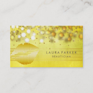Lips Gold Streifen Makeup Artist Beautician Visitenkarte