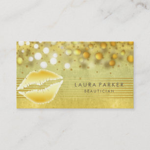 Lips Gold Streifen Makeup Artist Beautician Visitenkarte