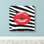 Lips Kiss Beauty Glamour Mode trendy zebra Leinwanddruck (Insitu (Holzboden))