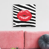 Lips Kiss Beauty Glamour Mode trendy zebra Leinwanddruck (Insitu (Wohnzimmer))