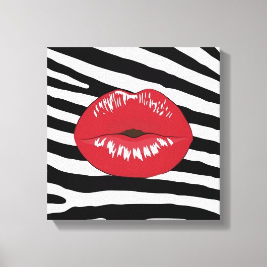 Lips Kiss Beauty Glamour Mode trendy zebra Leinwanddruck (Vorderseite)