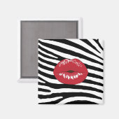Lips Kiss Glamour Beauty Make-up zebra Magnet (Vorderseite/Rückseite)