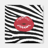 Lips Kiss Glamour Beauty Make-up zebra Magnet (Vorne)
