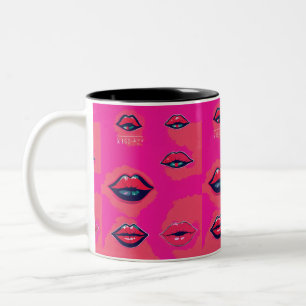 Lips Kiss Print Tasse - Romantische Tasse für Lieb