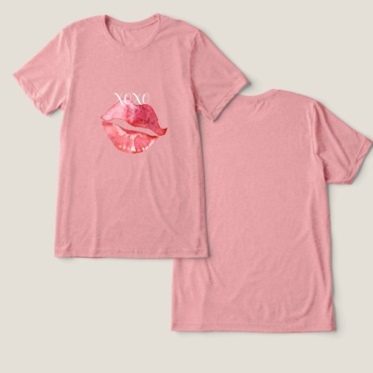 Lips Kiss XOXO Tri-Blend Shirt (Design Vorderseite & Rückseite)