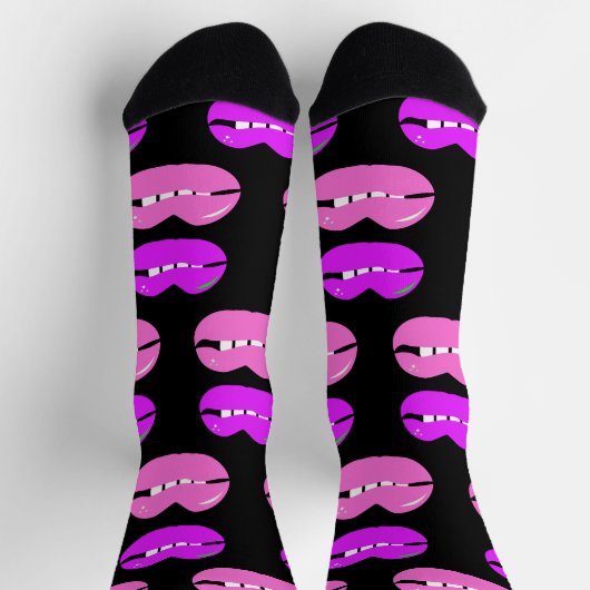 Lips Lila Rosa Hell Schwarz Socken (Oben)