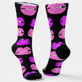 Lips Lila Rosa Hell Schwarz Socken (Gewinkelt)