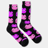 Lips Lila Rosa Hell Schwarz Socken (Rechts)