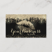 Lips Makeup Artist Glitzer Gold Sinnes Drilling Visitenkarte (Vorderseite)
