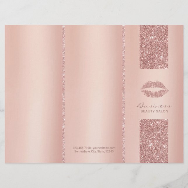 Lips Makeup Artist Rose Goldene Tri-Fold Bruchures (Vorderseite)