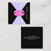 Lips Marbella Abstrakt Pink Makeup Artist Quadratische Visitenkarte (Vorne/Hinten)