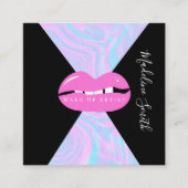 Lips Marbella Abstrakt Pink Makeup Artist Quadratische Visitenkarte (Vorderseite)