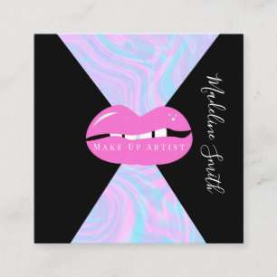 Lips Marble Abstract Pink  Visagist   Quadratische Visitenkarte