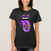 Lips Mardi Gras Carnival Purple Fleur De Lis Women T-Shirt (Vorderseite)