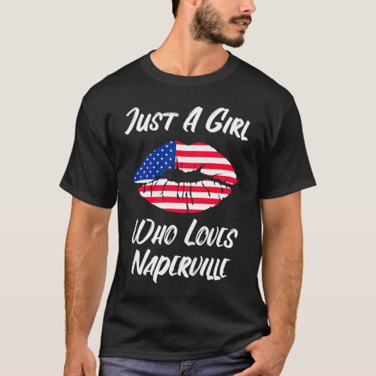 Lips Mouth Liebe American Flag Naperville T-Shirt (Vorderseite)