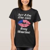 Lips Mouth Liebe American Flag Rocky Mountains T-Shirt (Vorderseite)