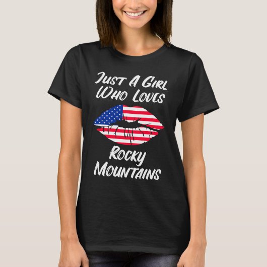 Lips Mouth Liebe American Flag Rocky Mountains T-Shirt (Vorderseite)