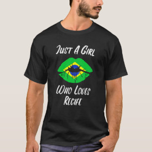 Lips Mouth Liebe Brasilianisches Flaggenzeichen T-Shirt