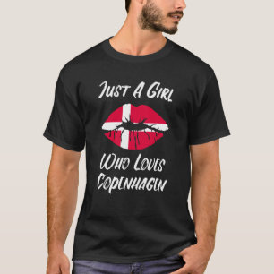 Lips Mouth Liebe Dänische Flagge Kopenhagen T-Shirt
