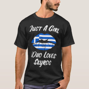 Lips Mouth Liebe Griechische Flagge Skyros T-Shirt
