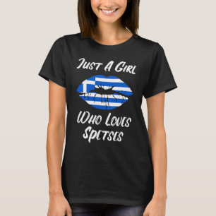 Lips Mouth Liebe Griechische Flaggen Spetts T-Shirt