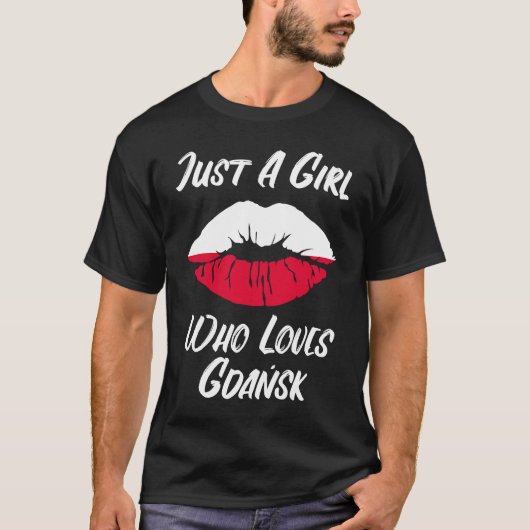 Lips Mouth Liebe Polnische Flagge Danzig T-Shirt (Vorderseite)
