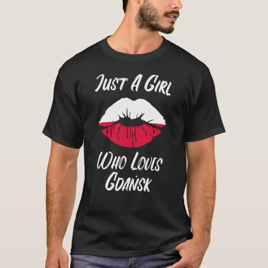 Lips Mouth Liebe Polnische Flagge Danzig T-Shirt (Vorderseite)