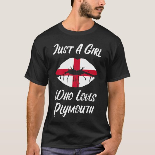 Lips Mouth Liebe Saint George's Cross Flag Plymout T-Shirt (Vorderseite)