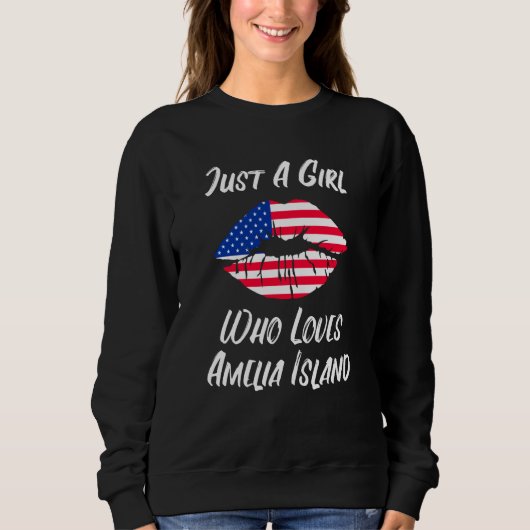 Lips Mouth Love American Flag Amelia Island Sweatshirt (Vorderseite)